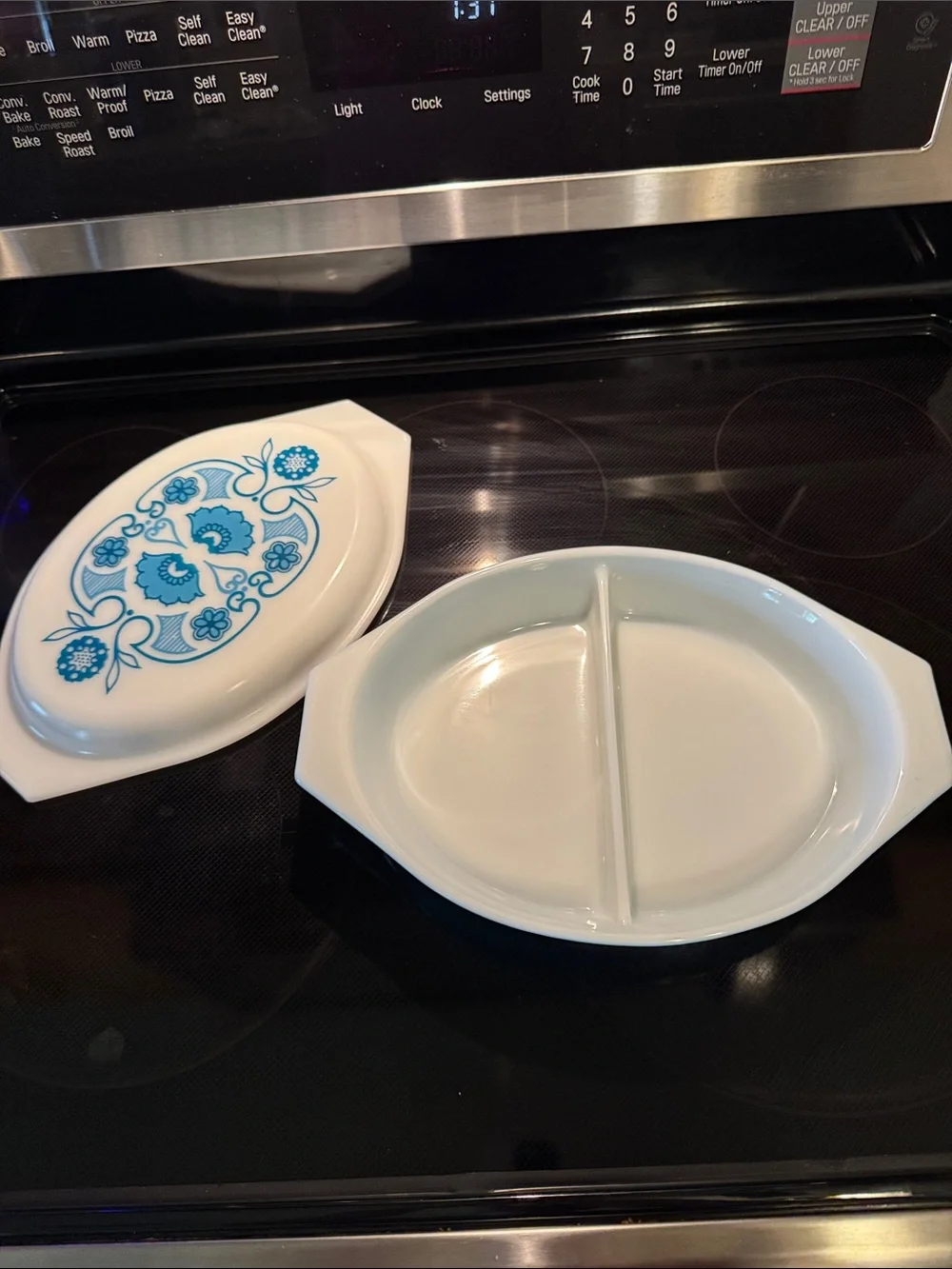 Pyrex Horizon Blue Apollo 11 Divided Casserole Dish - Picture 3 of 11